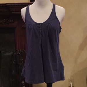 Blue racerback tank top.  Faux button front